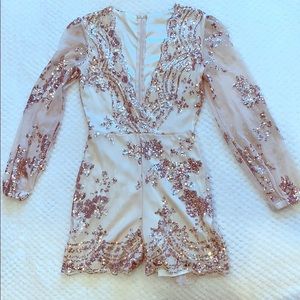Rose gold sequin romper
